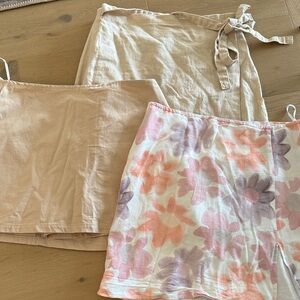 Floral and Solid Tan Skirt bundle